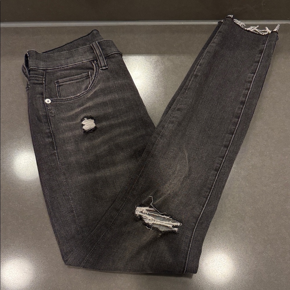 Blank NYC Distressed Black Cropped Jeans